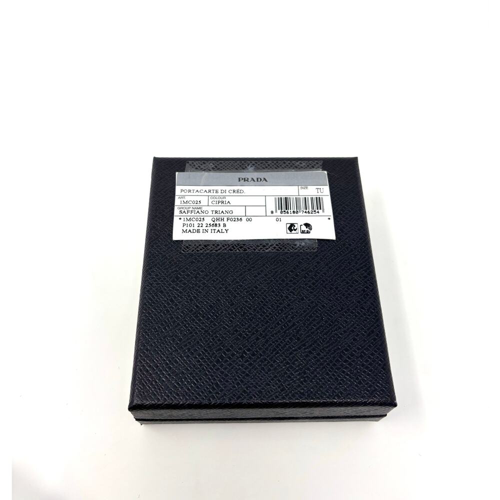 Prada Triangle Logo Saffiano Leather Card Holder Cipria - Picture 6 of 7